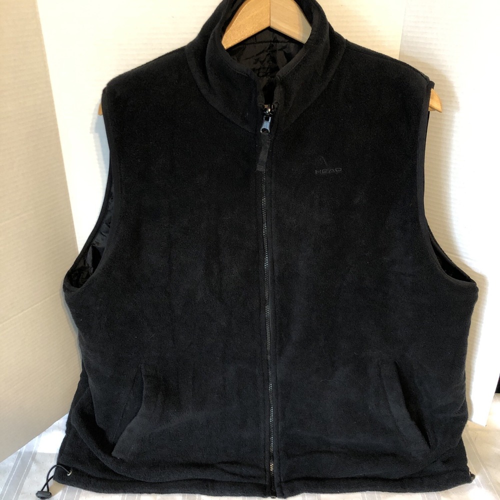 Vintage HEAD Vest Reversible Black XL Full Zip Fleece/ Quilted Nylon Outdoor UAE